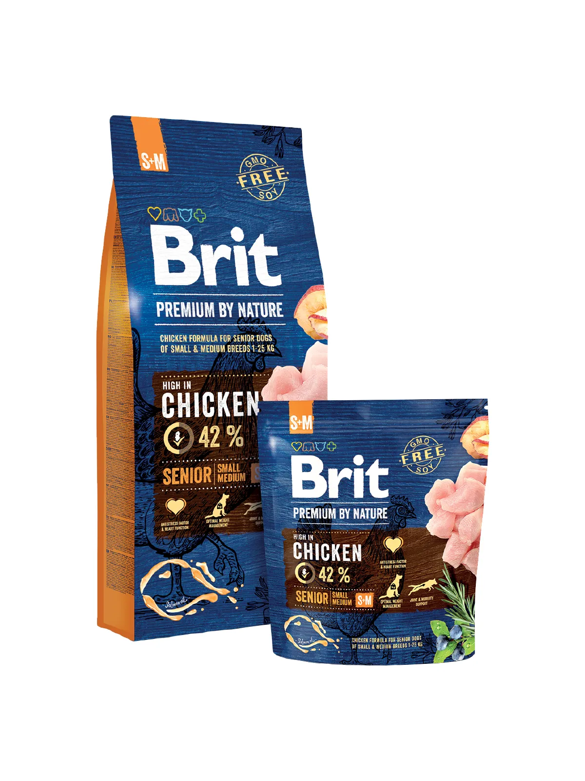 Brit Premium by Nature Senior Small &amp; Medium Chicken, Dry food for dogs, 15kg