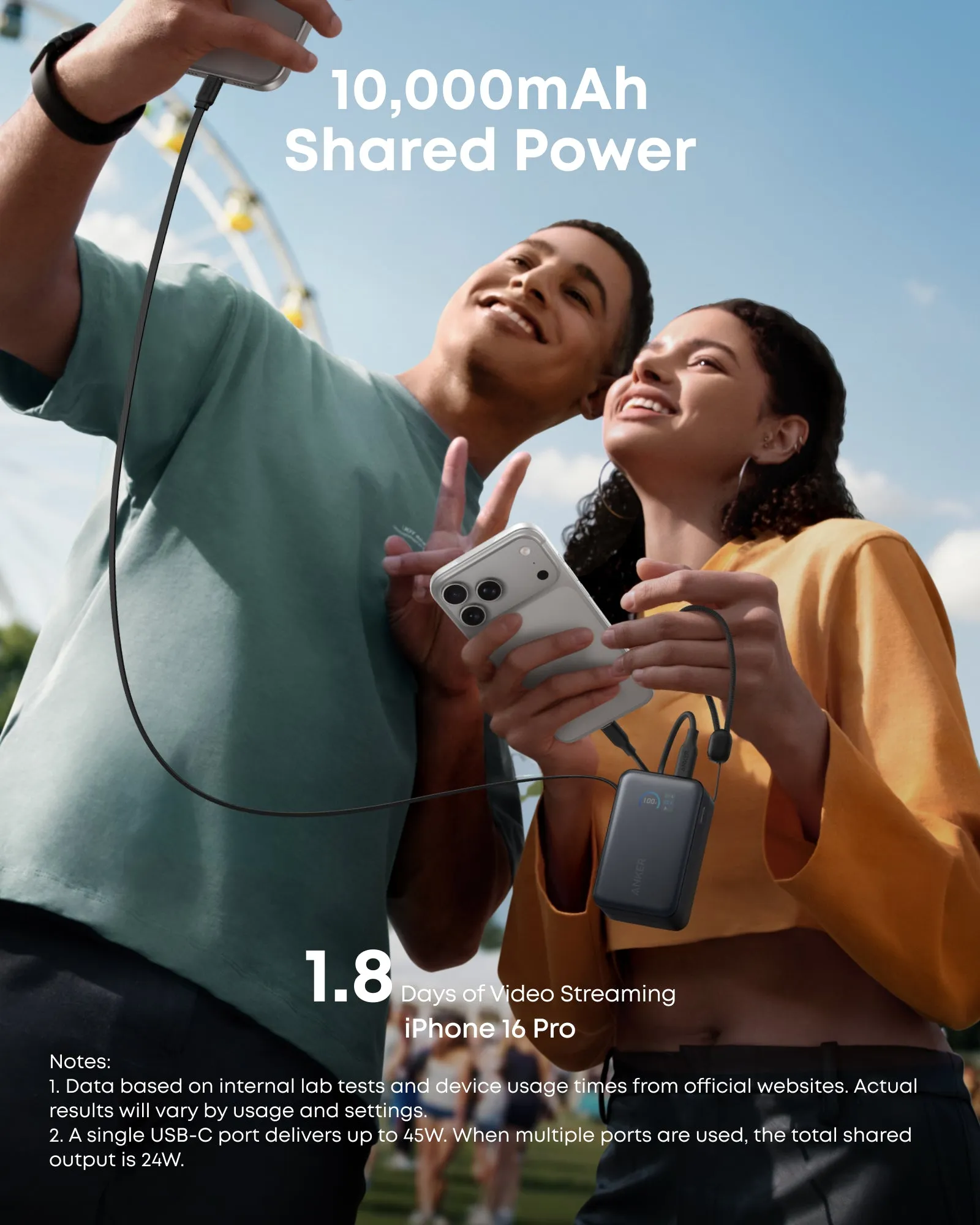 Anker Nano 10000mAh, 45W, PD 45W - powerbank, svart
