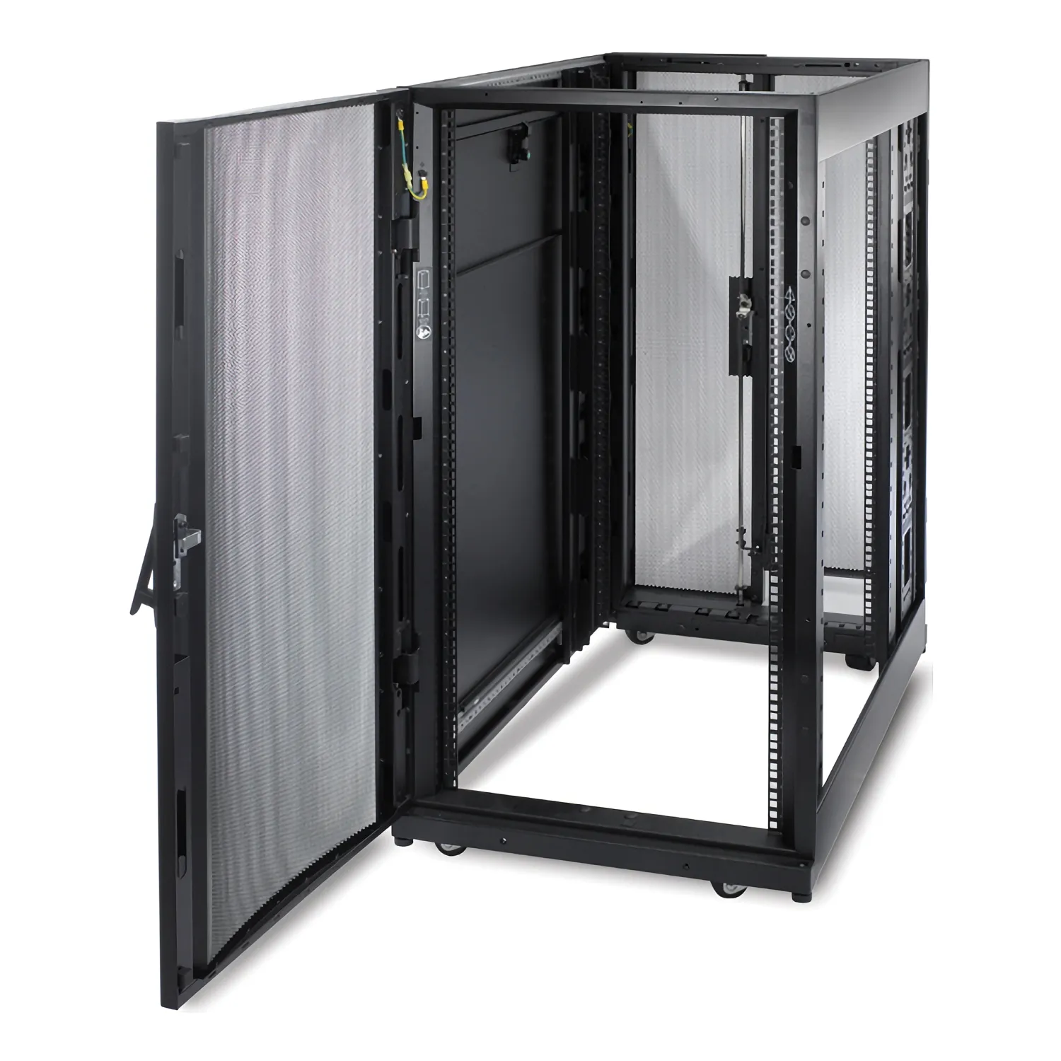 APC NetShelter SX 24U 19" Rack Enclosure Black 600mm Wide x 1070mm Deep 89 Kg. Includes: Casters, Roof, Doors, Key(s), Leveling feet, Roof, Side Panels.