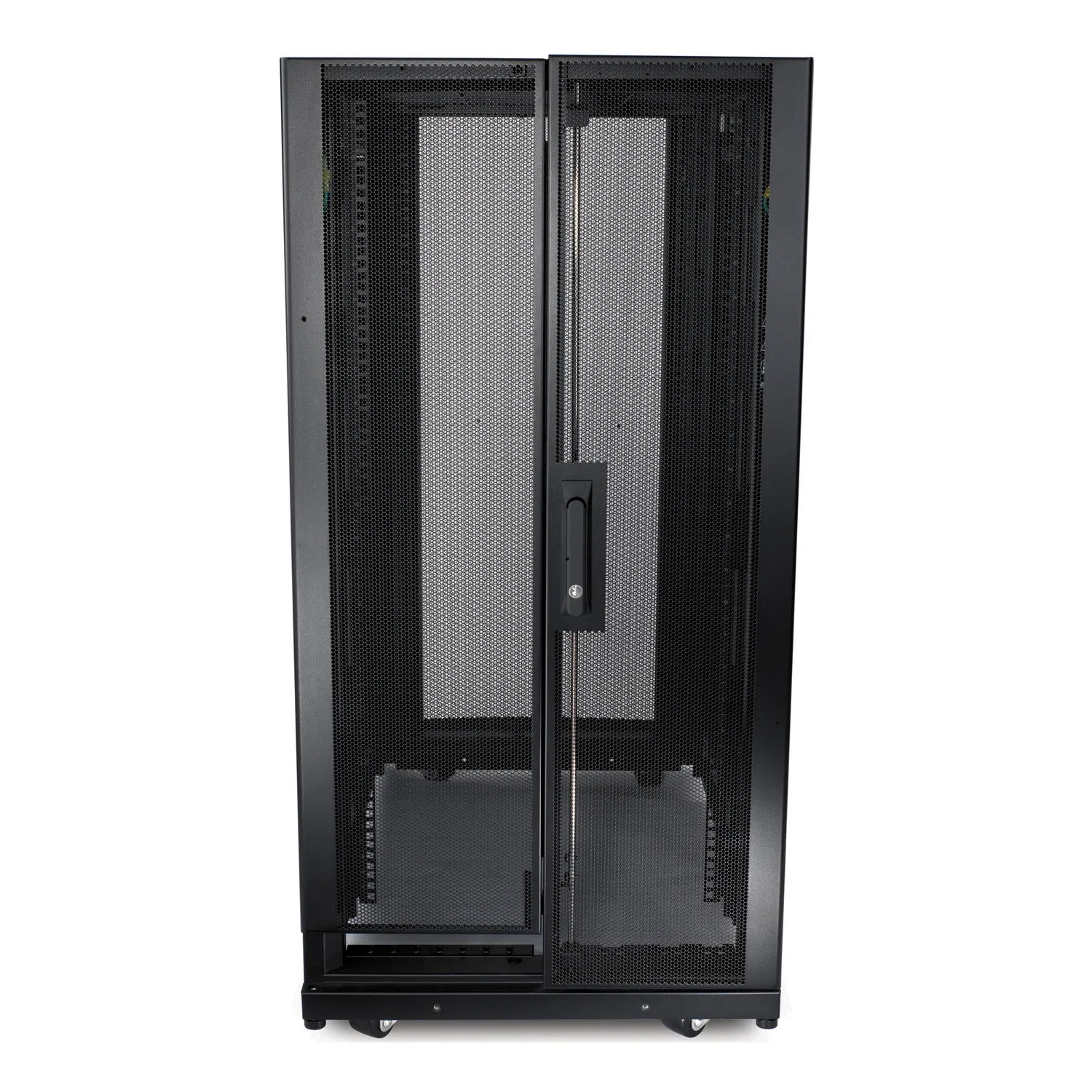 APC NetShelter SX 24U 19" Rack Enclosure Black 600mm Wide x 1070mm Deep 89 Kg. Includes: Casters, Roof, Doors, Key(s), Leveling feet, Roof, Side Panels.