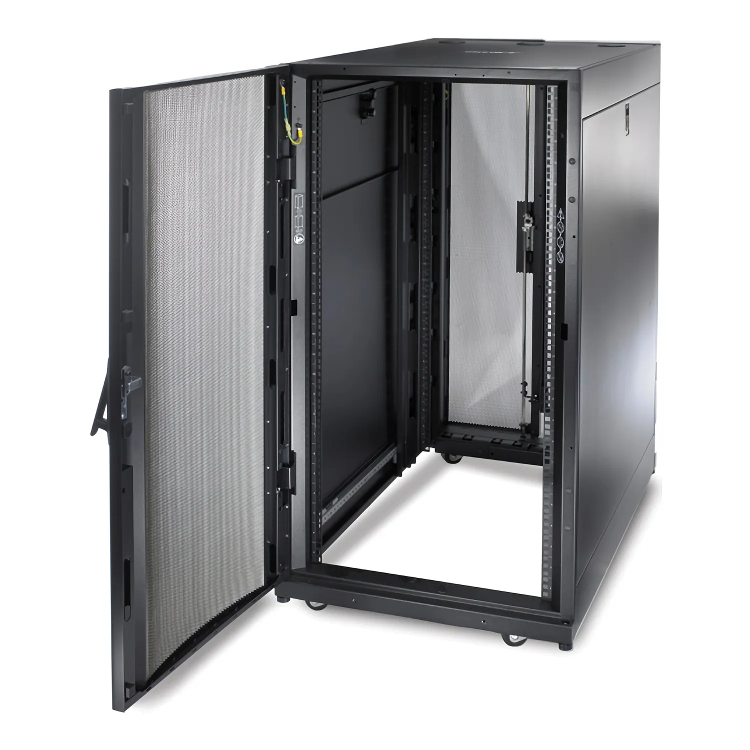 APC NetShelter SX 24U 19" Rack Enclosure Black 600mm Wide x 1070mm Deep 89 Kg. Includes: Casters, Roof, Doors, Key(s), Leveling feet, Roof, Side Panels.