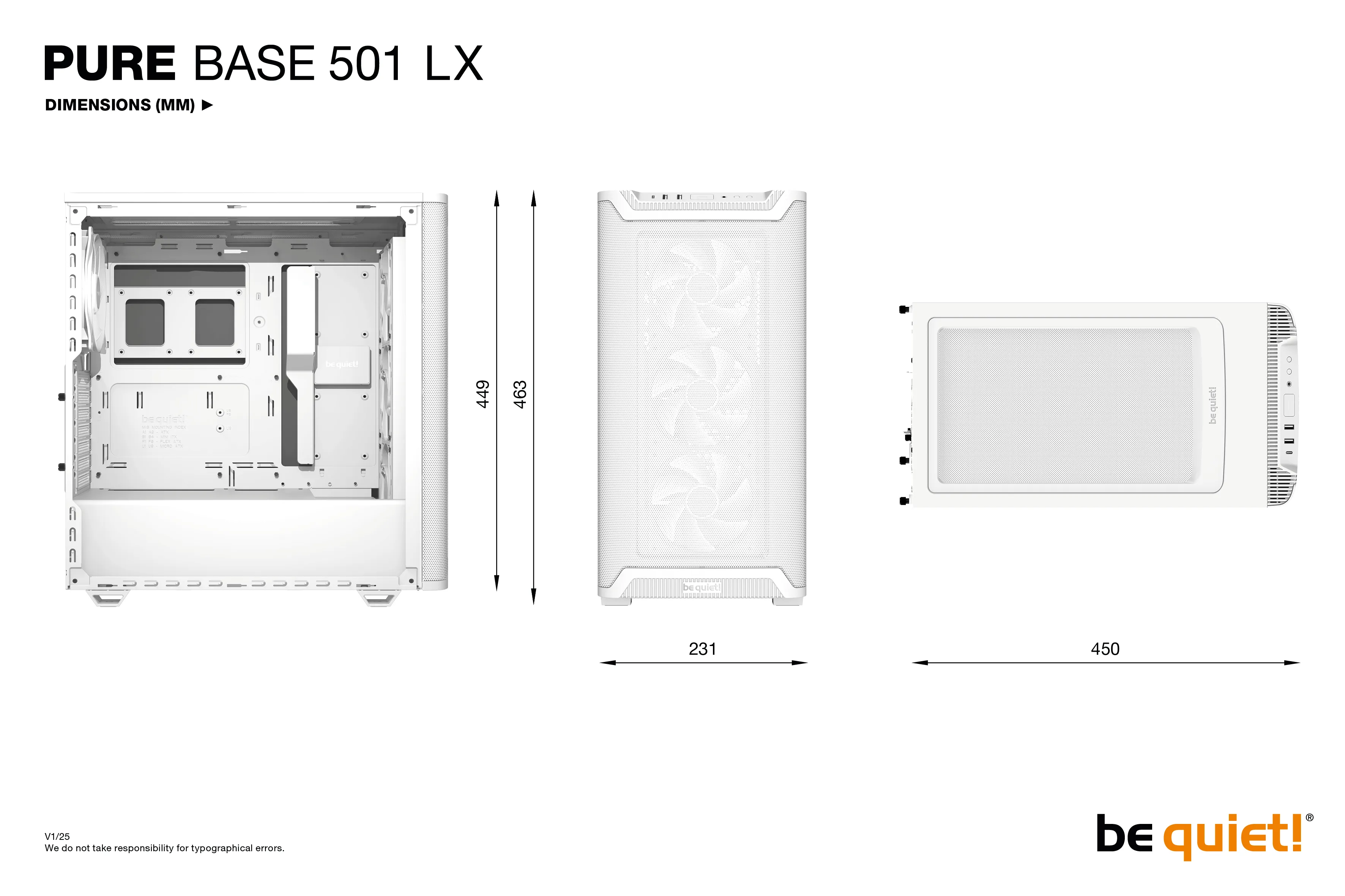 be quiet! Pure Base 501 LX - Mid Tower case, window, White