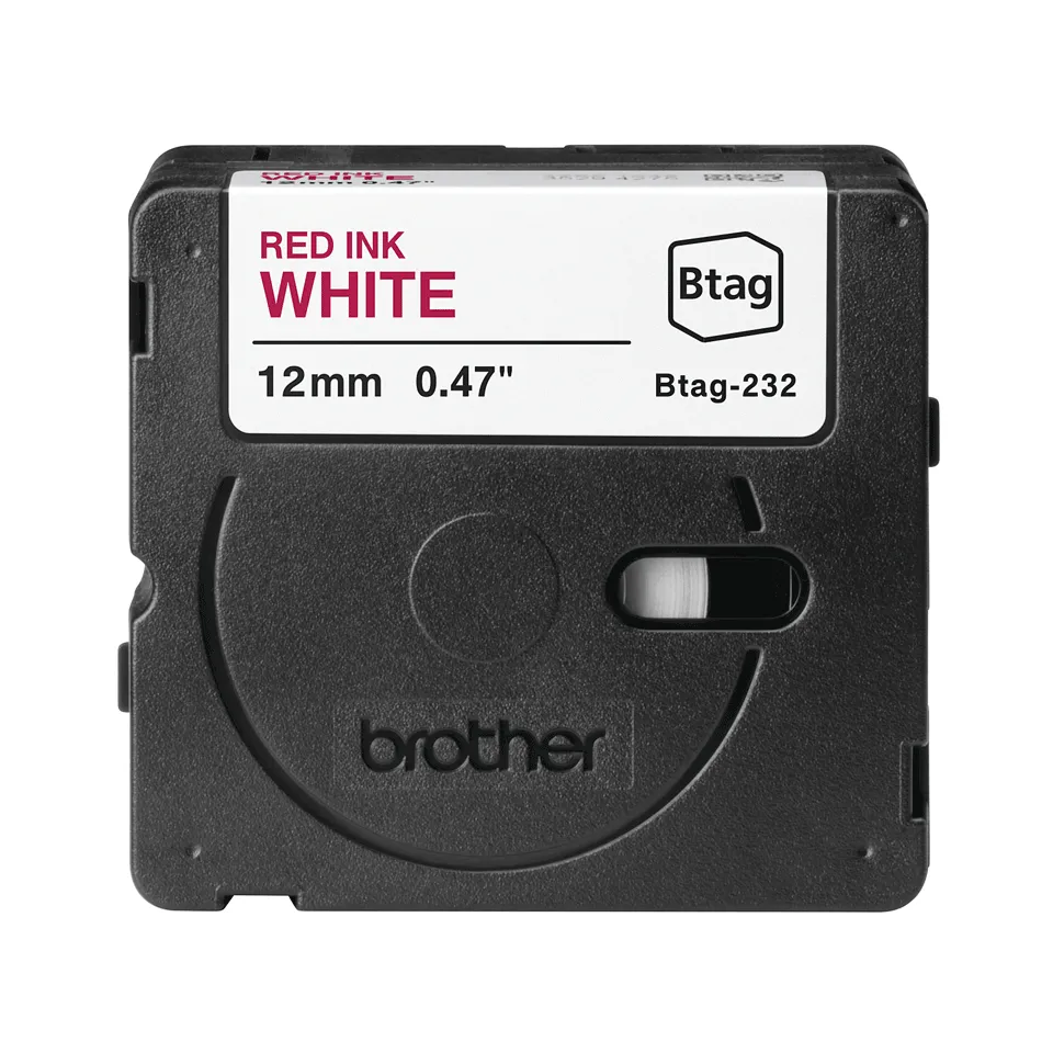 BTAG-232 12mm Red on white tape