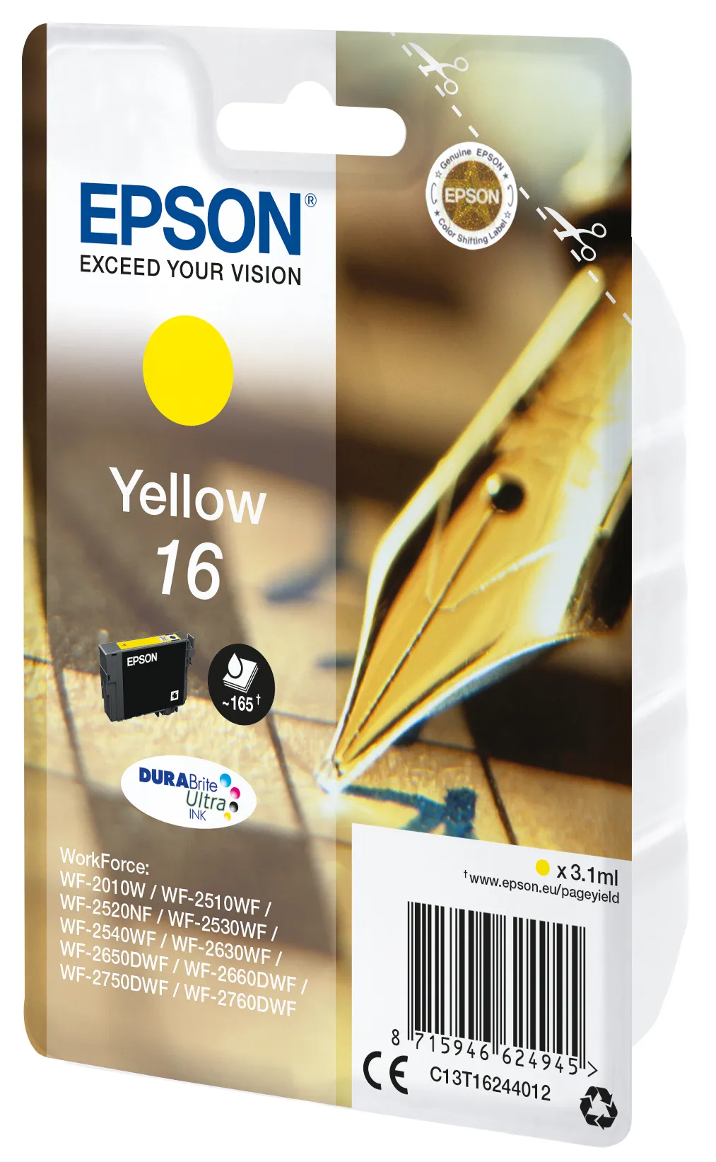 Epson 16 ink cartridge, 3.1 ml, Yellow