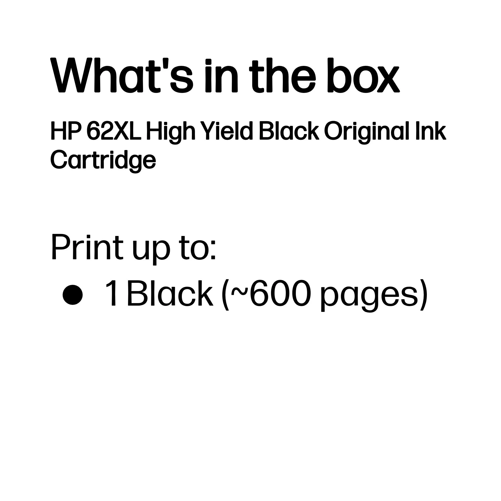 HP 62XL ink cartridge, 12 ml, Black
