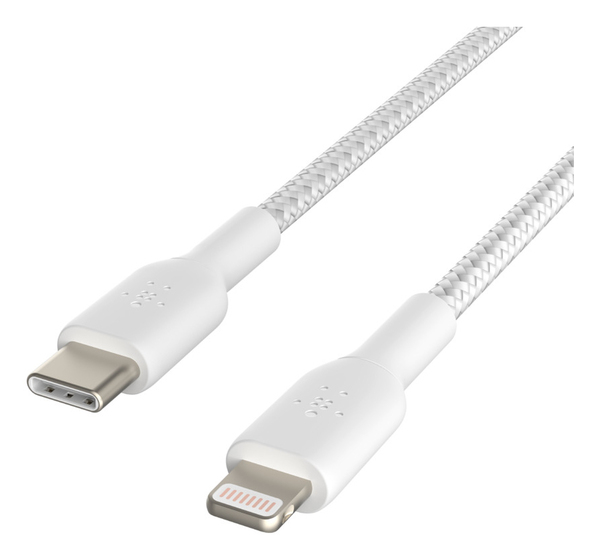 Belkin Boost Charge Braided USB-C - Lightning -kaapeli, 2 m, Valkoinen