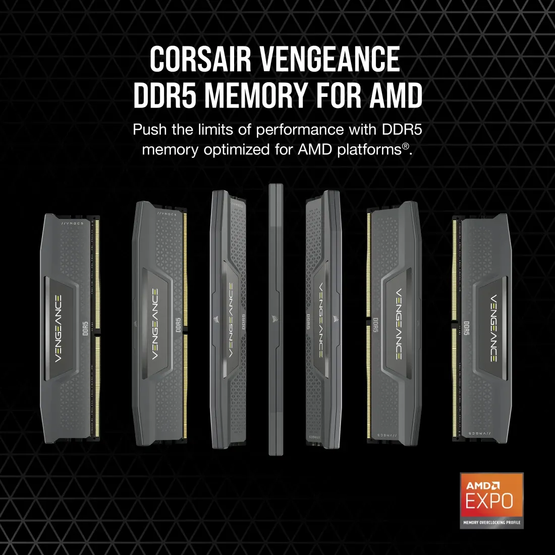 Corsair VENGEANCE 32GB (2 x 16GB) DDR5 6000 MHz, CL38 Memory, Grey (EXPO, XMP)