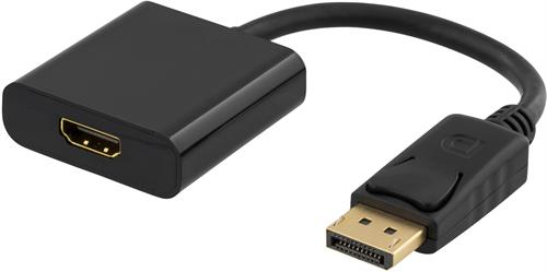 DELTACO Displayport - HDMI sovitin, 4K, audio, 0,2, musta