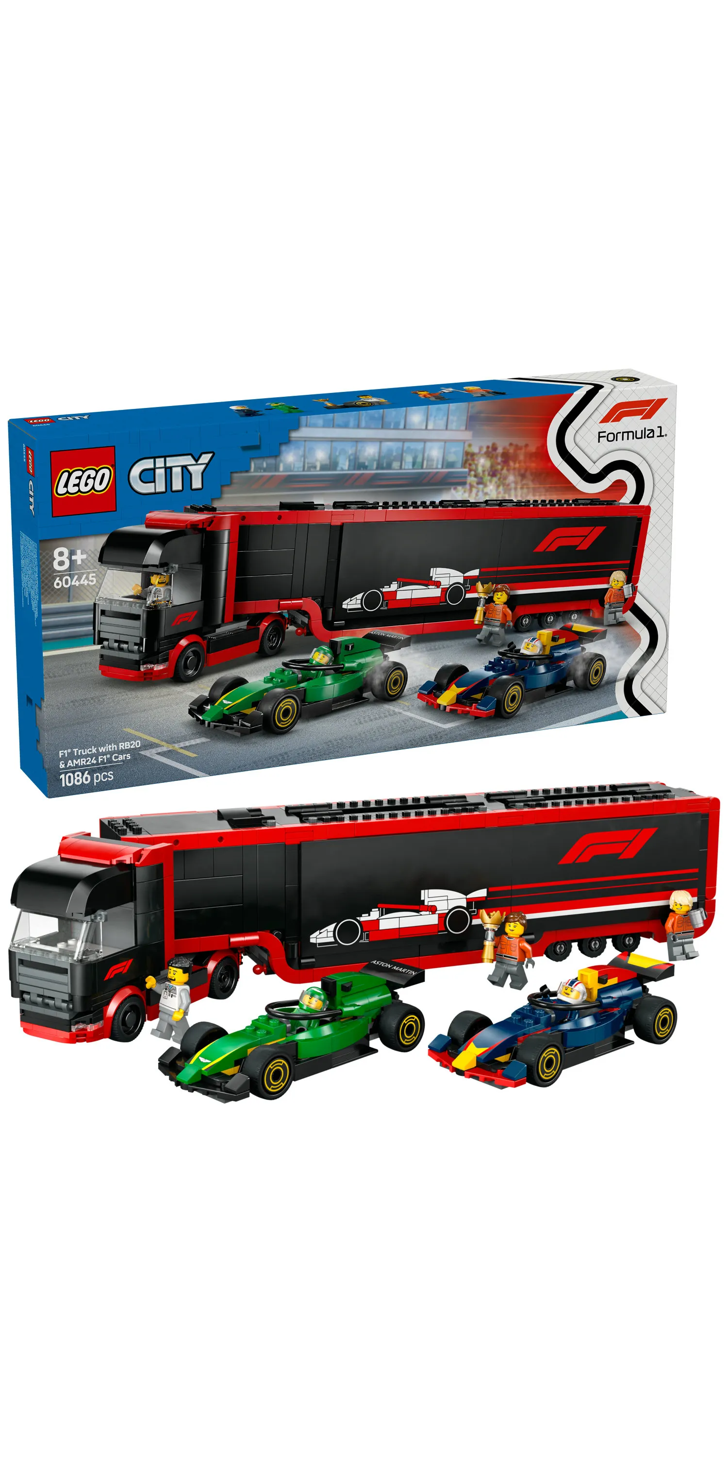 LEGO City F1 Truck and F1 Cars RB20 and AMR24 60445