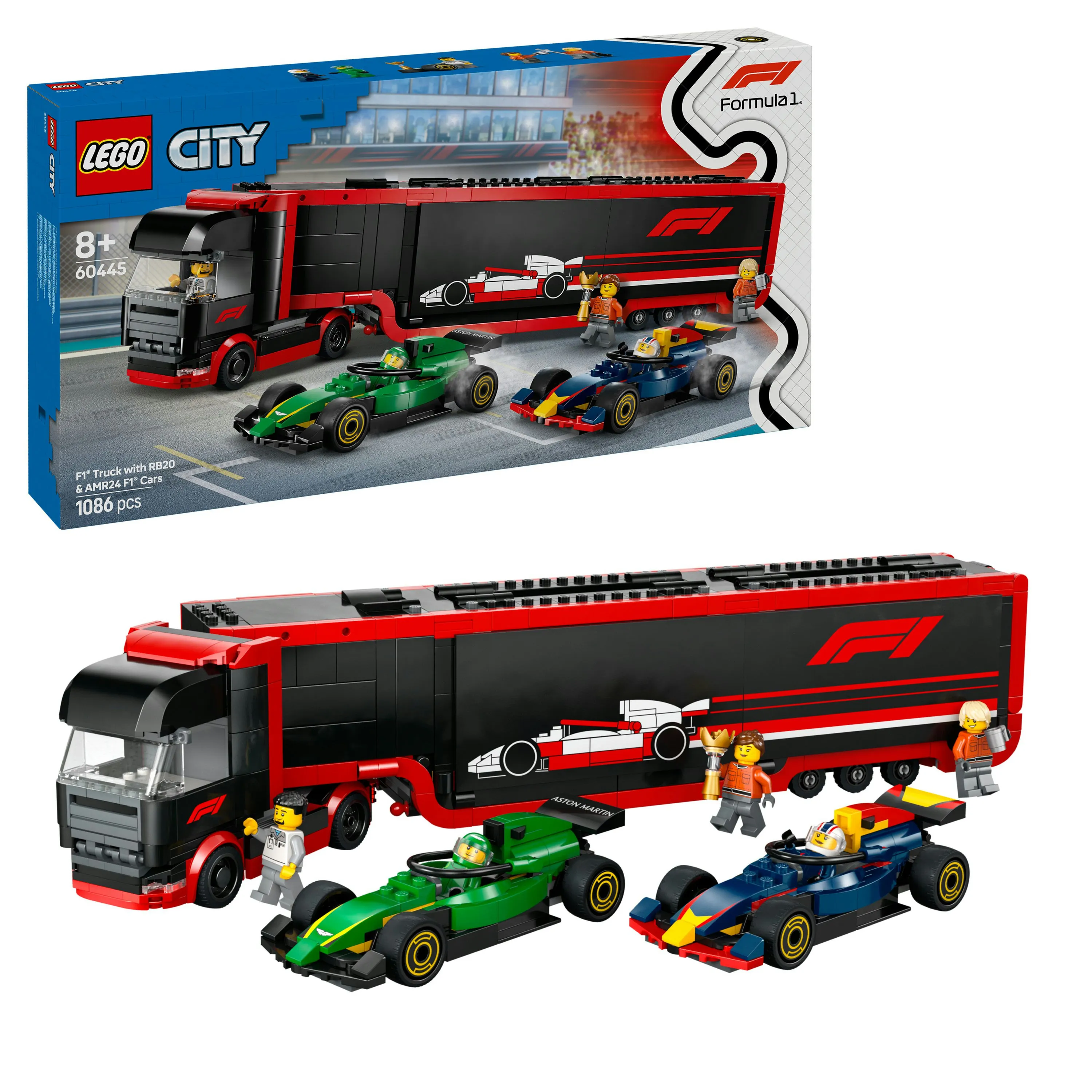 LEGO City F1 Truck and F1 Cars RB20 and AMR24 60445
