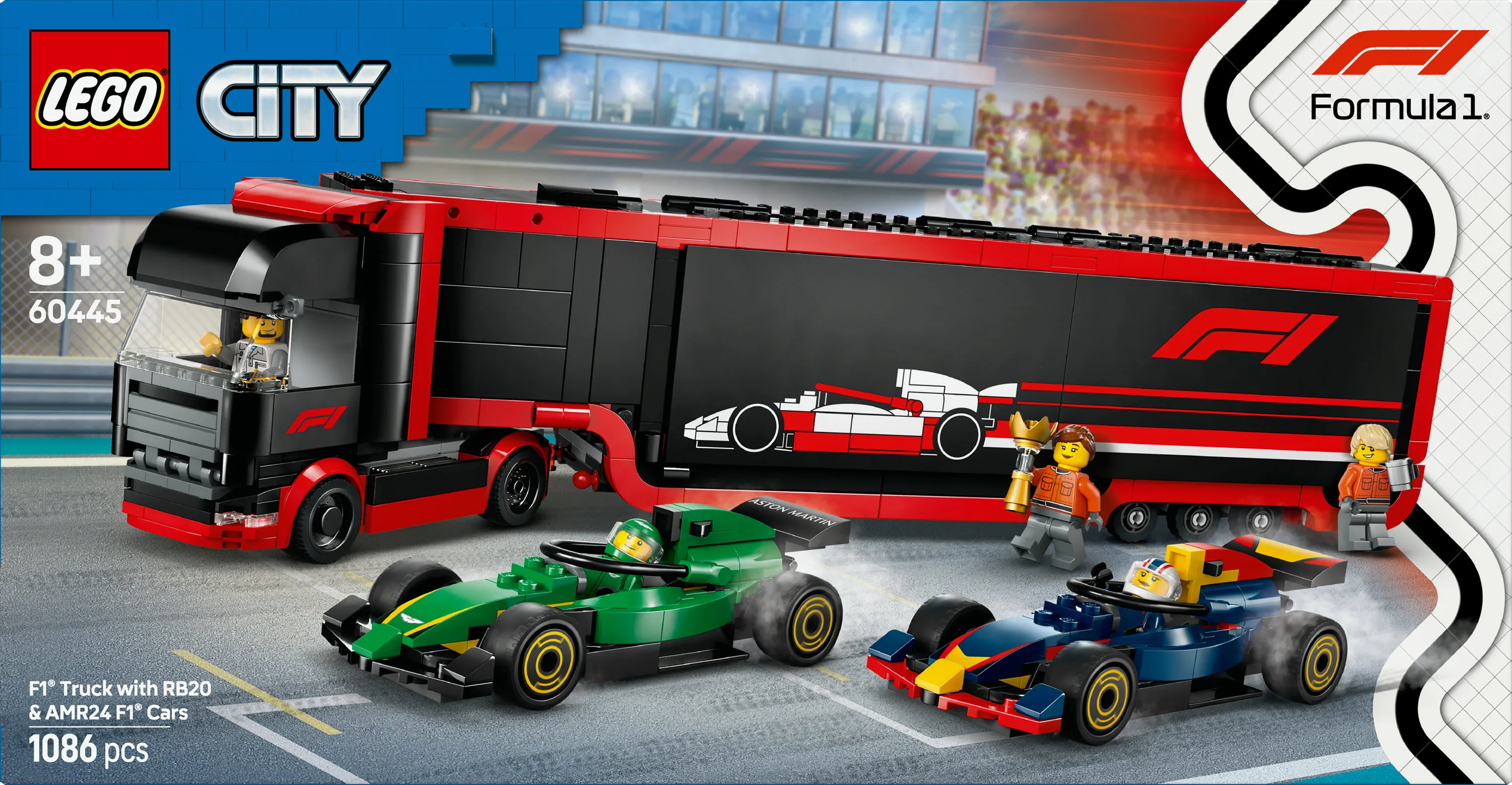 LEGO City F1 Truck and F1 Cars RB20 and AMR24 60445