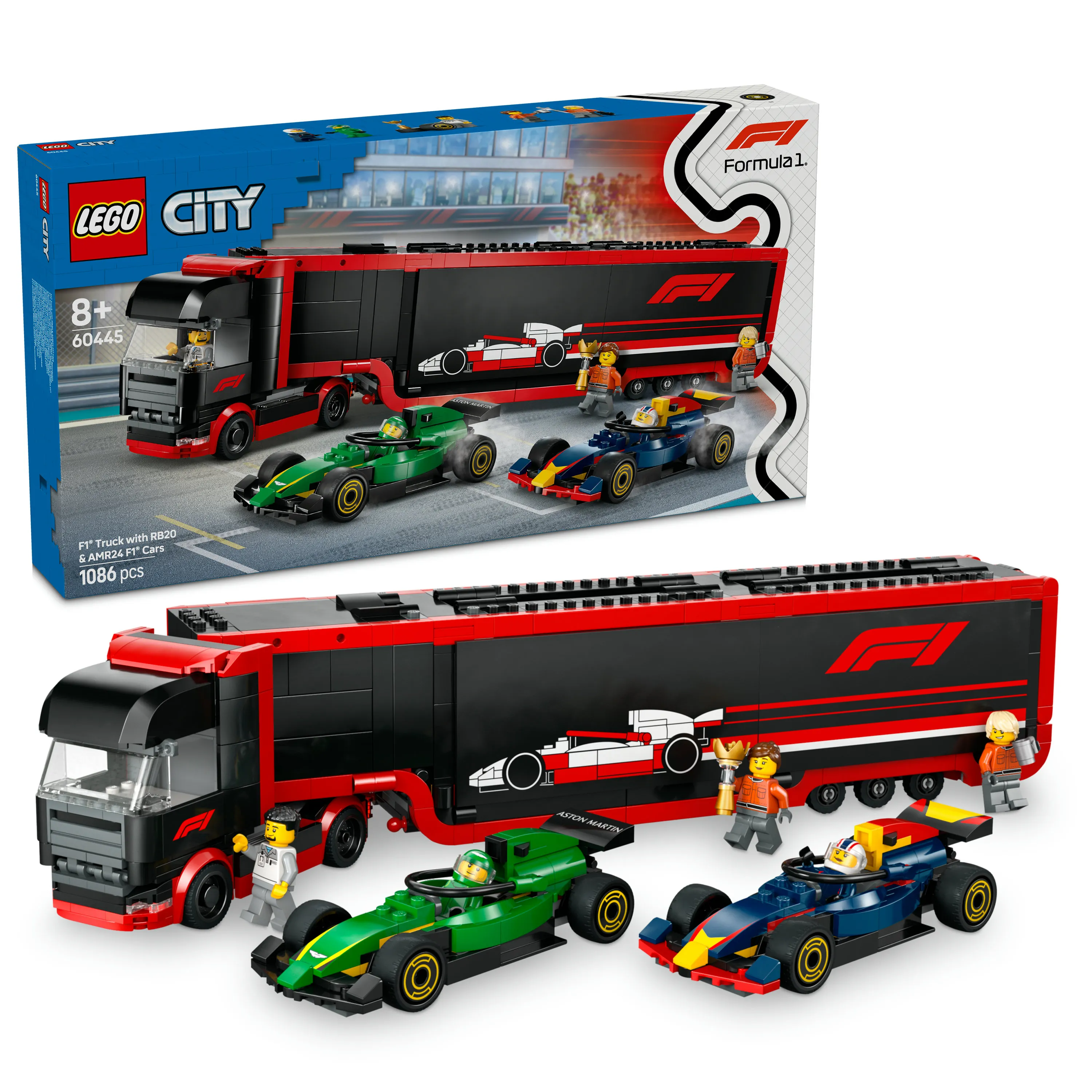 LEGO City F1 Truck and F1 Cars RB20 and AMR24 60445