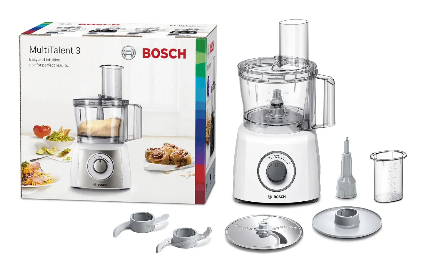 Bosch MultiTalent 3 MCM3100W K&oslash;kkenmaskine 2.3liter Hvid/gr&aring;