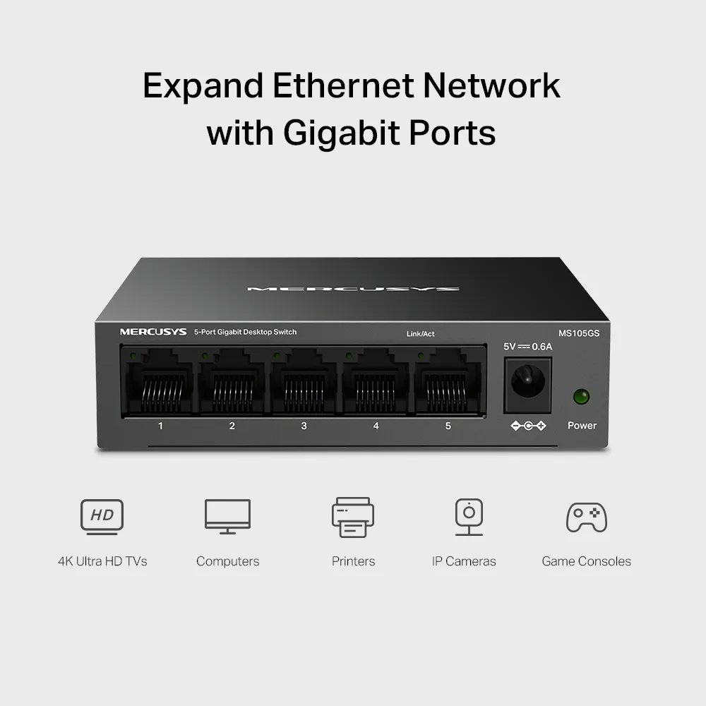 Mercusys MS105GS 5-Port Gigabit - switch