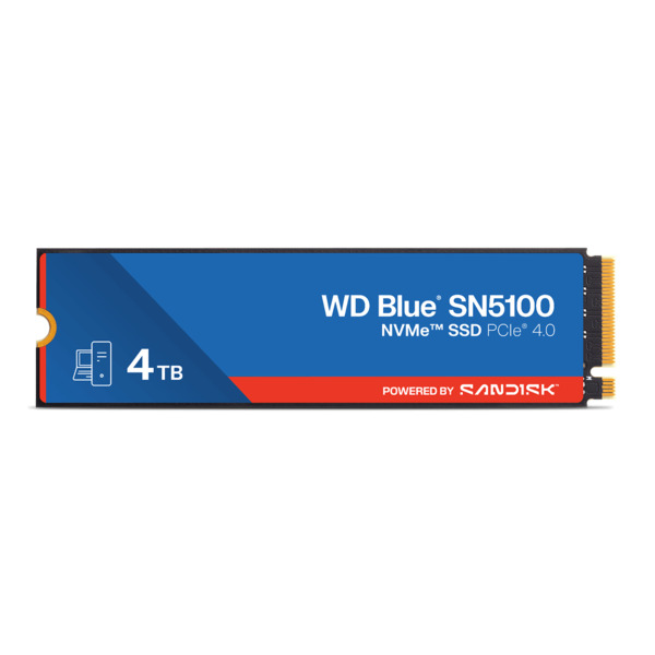 WD Blue SN5100 4TB M.2 PCIe 4.0 x4 NVMe SSD, Blue/Black