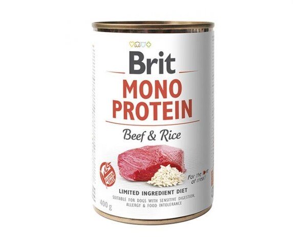 Brit Mono Protein Beef &amp; Rice, Wet food for dogs, 400g