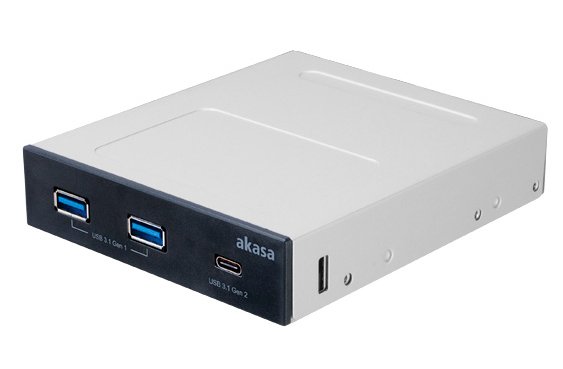 Akasa USB Type-C Frontpanel, 10 Gigabit, USB 3.1 Gen2, svart