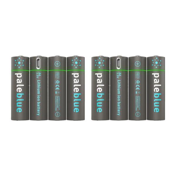 Pale Blue Li-Ion Rechargeable AA Battery 4 pack of AA with 4x1 charging cable