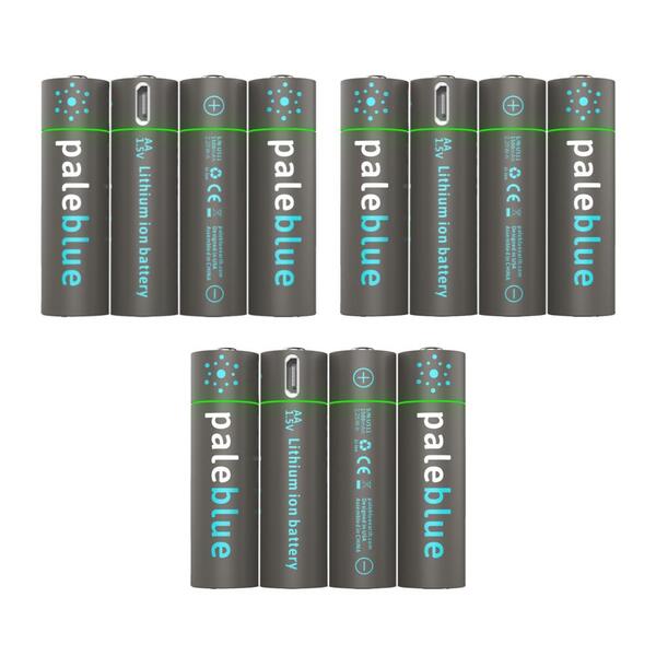 Pale Blue Li-Ion Rechargeable AA Battery 4 pack of AA with 4x1 charging cable