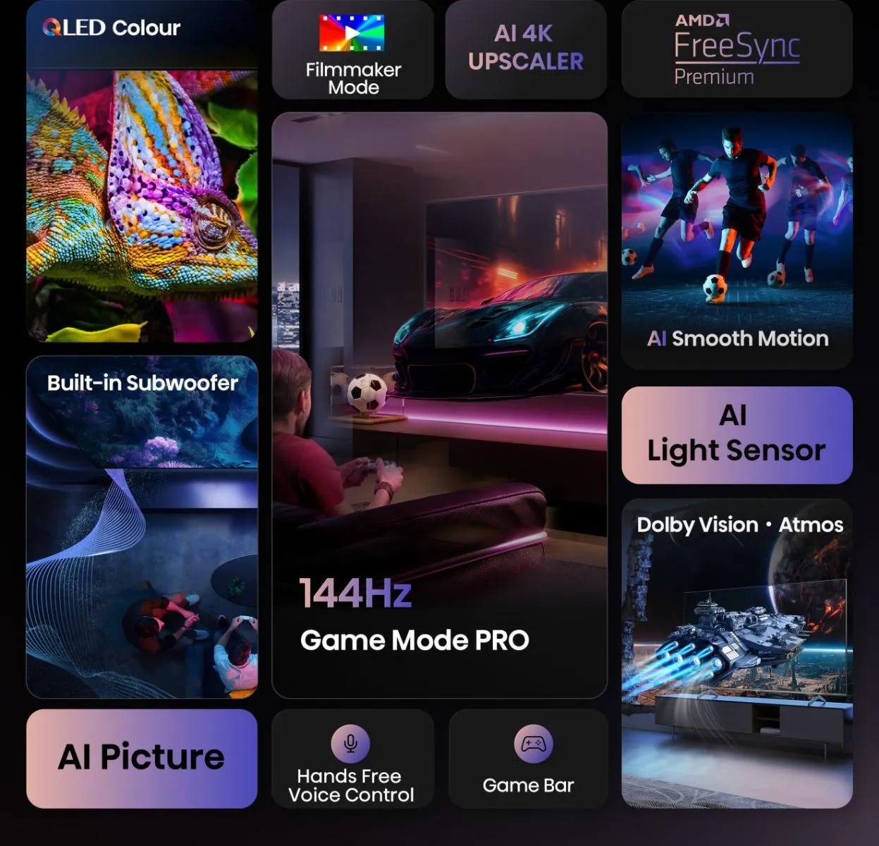 Hisense 100E7Q PRO 100" 4K QLED VIDAA TV, 144Hz, HDR10+, Dolby Vision