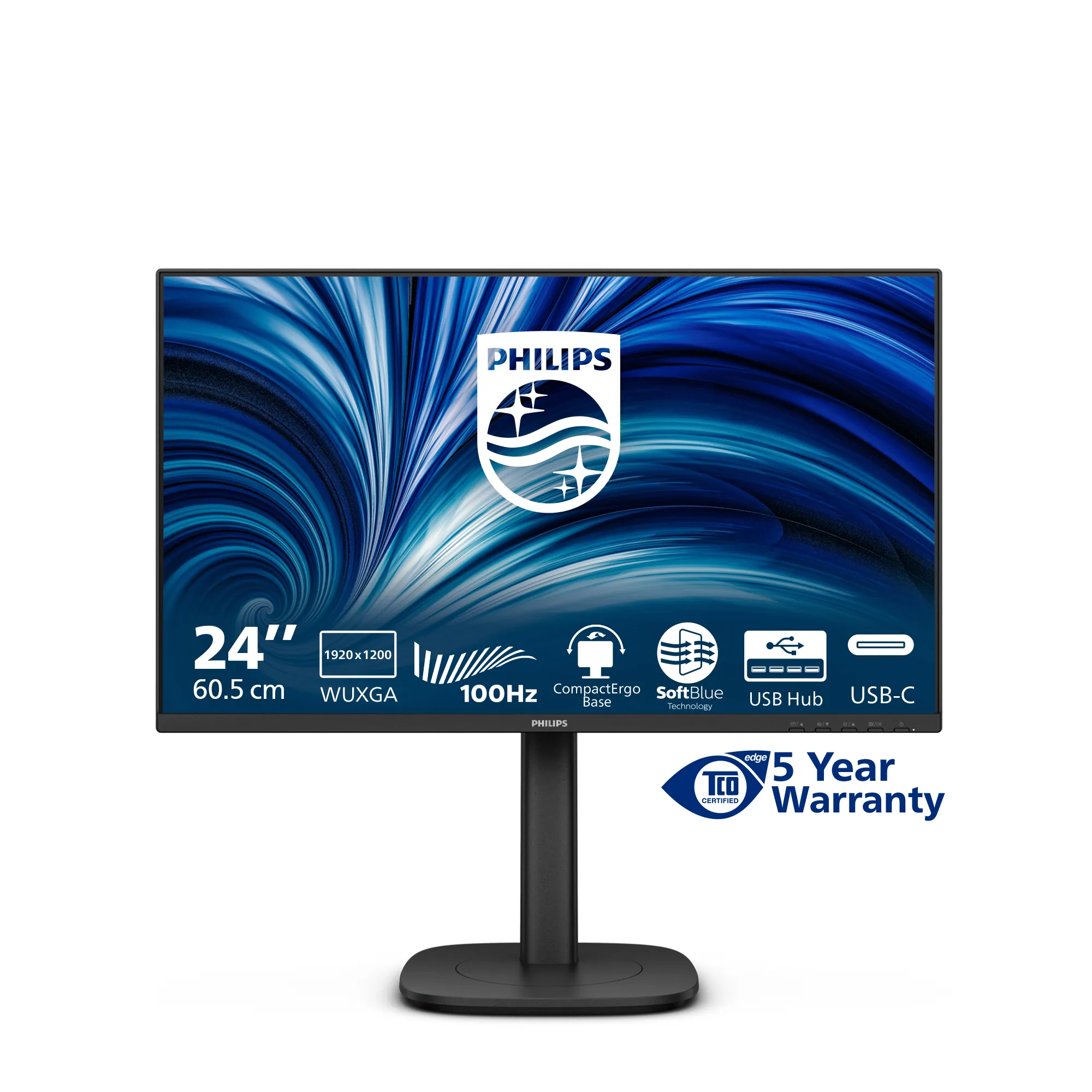 PHILIPS 24inch 1920x1200 100Hz IPS Flat H/A 150 MM DICOM TUV EyeSafe certified USB HUB SPEAKERS DP HDMI Bri 300cd/m2 TCO 10