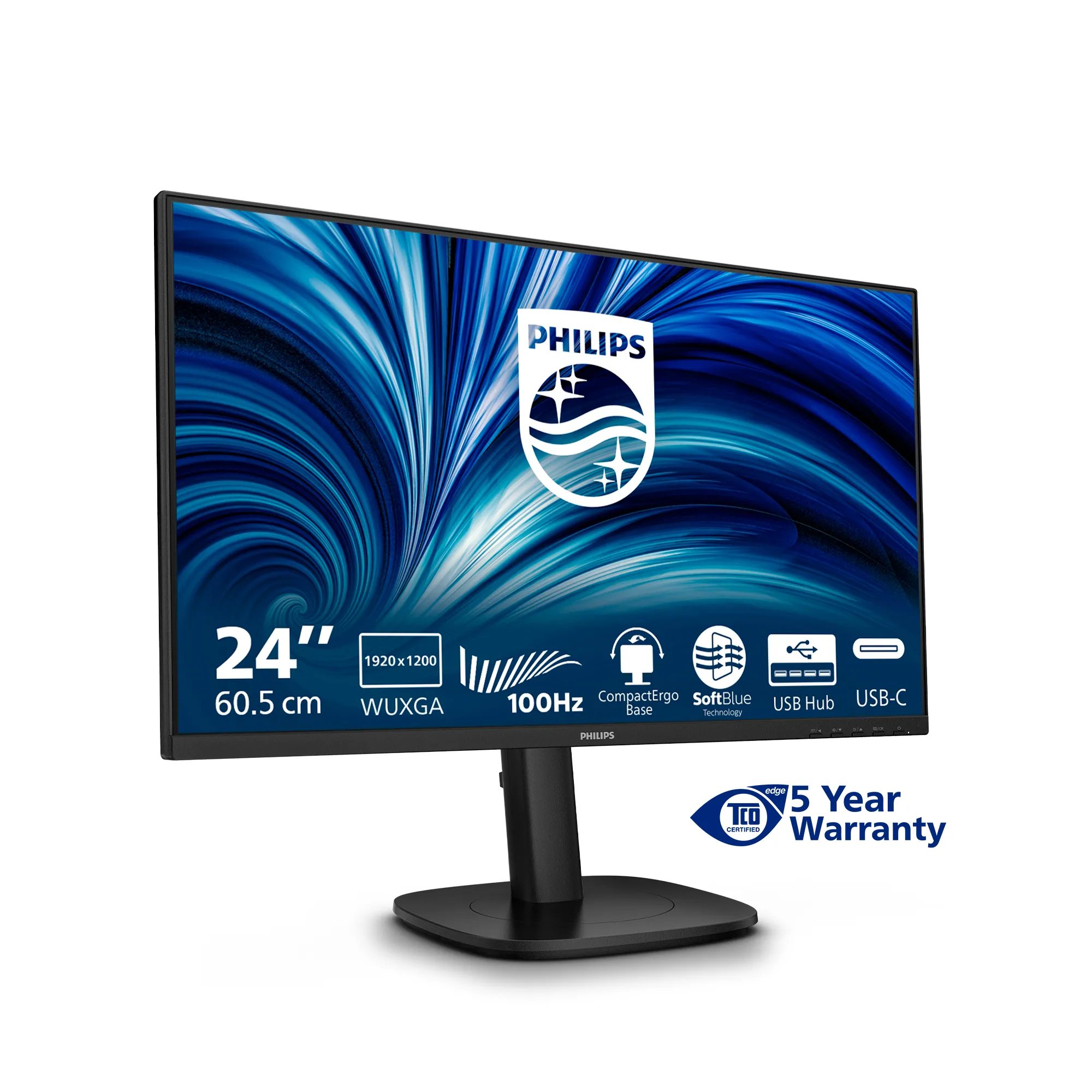 PHILIPS 24inch 1920x1200 100Hz IPS Flat H/A 150 MM DICOM TUV EyeSafe certified USB HUB SPEAKERS DP HDMI Bri 300cd/m2 TCO 10