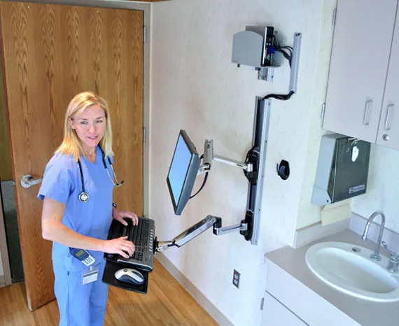 ERGOTRON LX Wall Mount LCD and Keyboard with small universial CPU Notebook arm Polished Aluminum