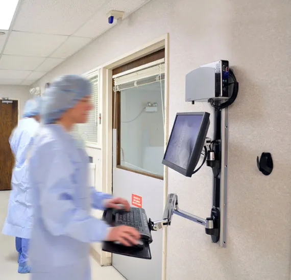 ERGOTRON LX Wall Mount LCD and Keyboard with small universial CPU Notebook arm Polished Aluminum