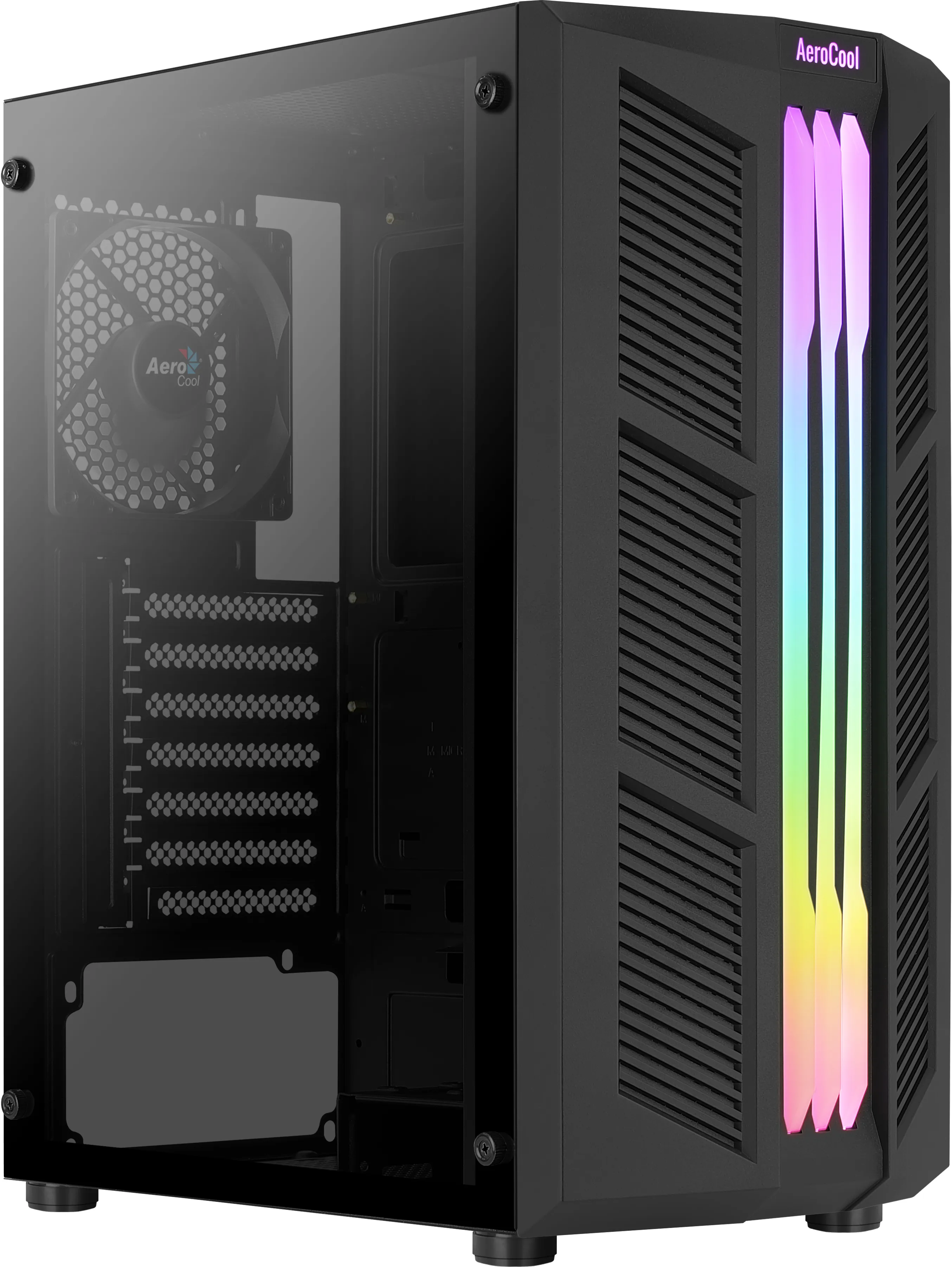 Aerocool Prime V1 Midi-Tower Case with window and RGB lighting, Black