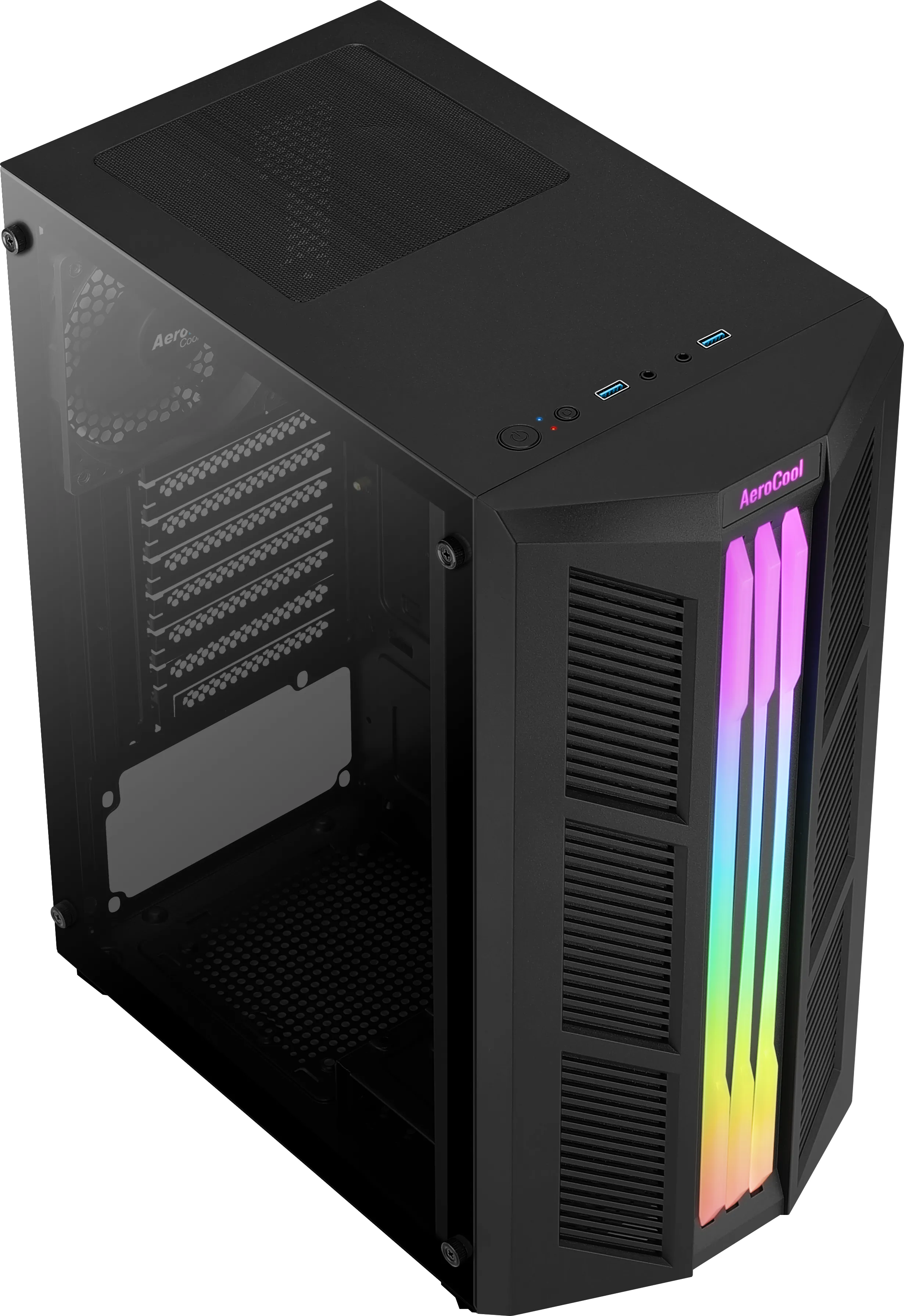 Aerocool Prime V1 Midi-Tower Case with window and RGB lighting, Black