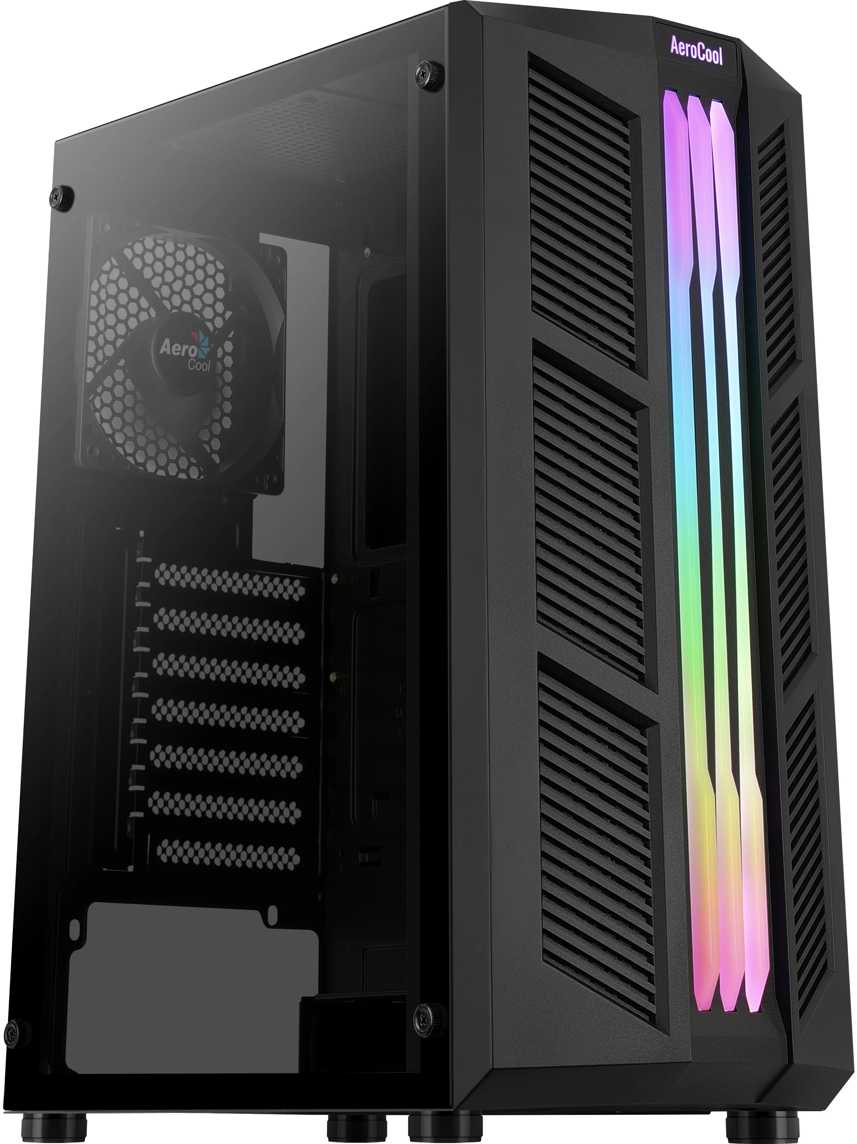 Aerocool Prime V1 Midi-Tower Case with window and RGB lighting, Black