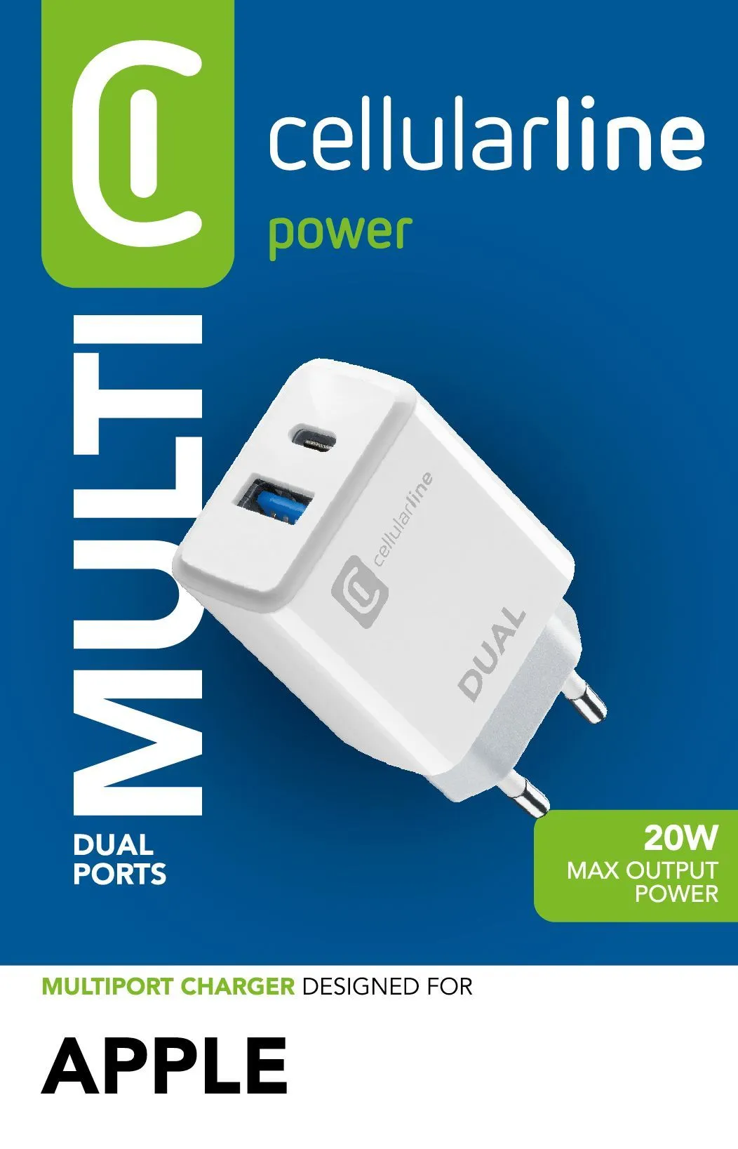 CELLULARLINE Dual Port Apple Charger 20W - WHITE
