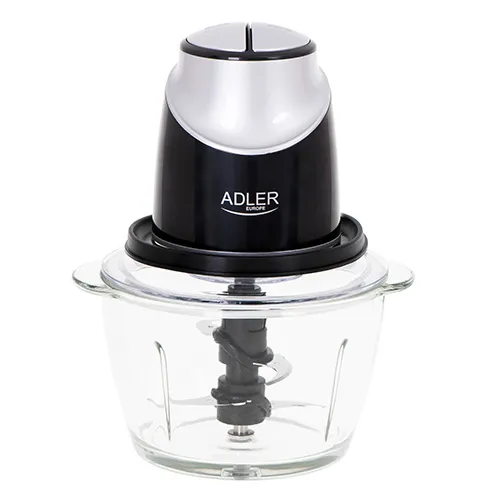 Adler AD 4082 Chopper, Glass Bowl, 1.2 Liters, 550 Watts, Black / Grey / Silver