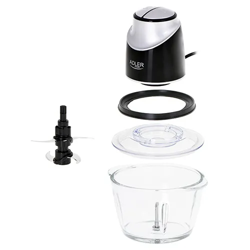 Adler AD 4082 Chopper, Glass Bowl, 1.2 Liters, 550 Watts, Black / Grey / Silver