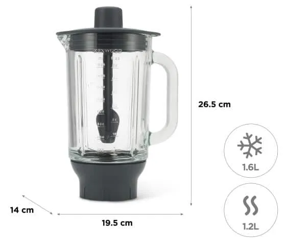 Kenwood KAH359GL 1,6l lasinen ThermoResist tehosekoitin Chef ja Major yleiskoneisiin