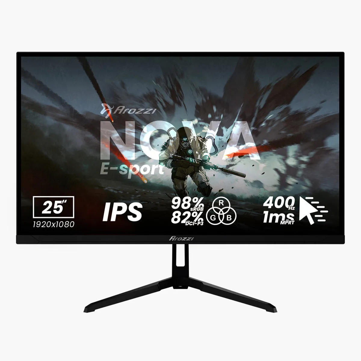 Arozzi Nova E-sport 24.5" Full HD, IPS Gaming Monitor with 400 Hz and HDR