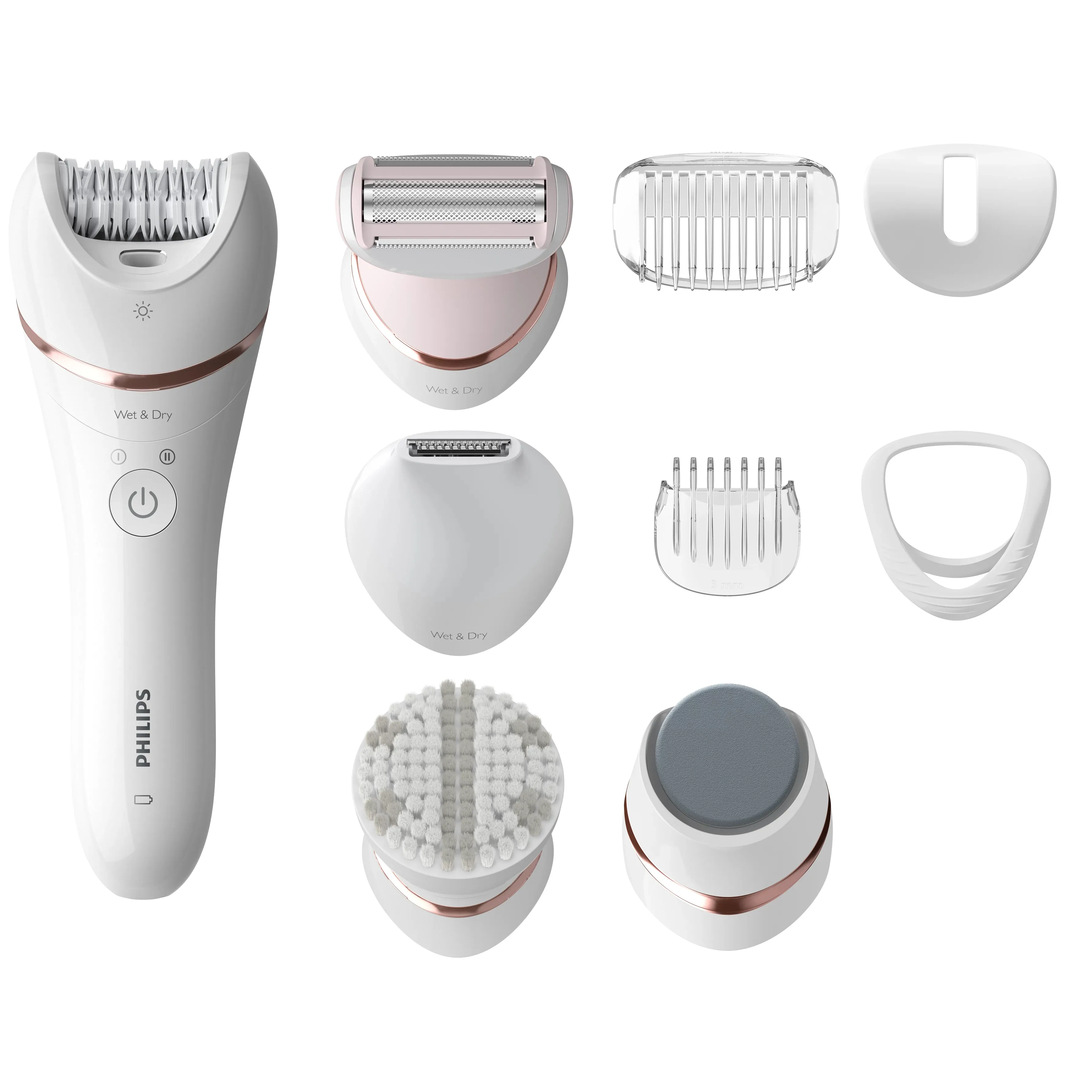 Philips Series 8000 BRE740/10 m&auml;rk&auml;- ja kuiva-ajoon -epilaattori, vaaleanpunainen, valkoinen