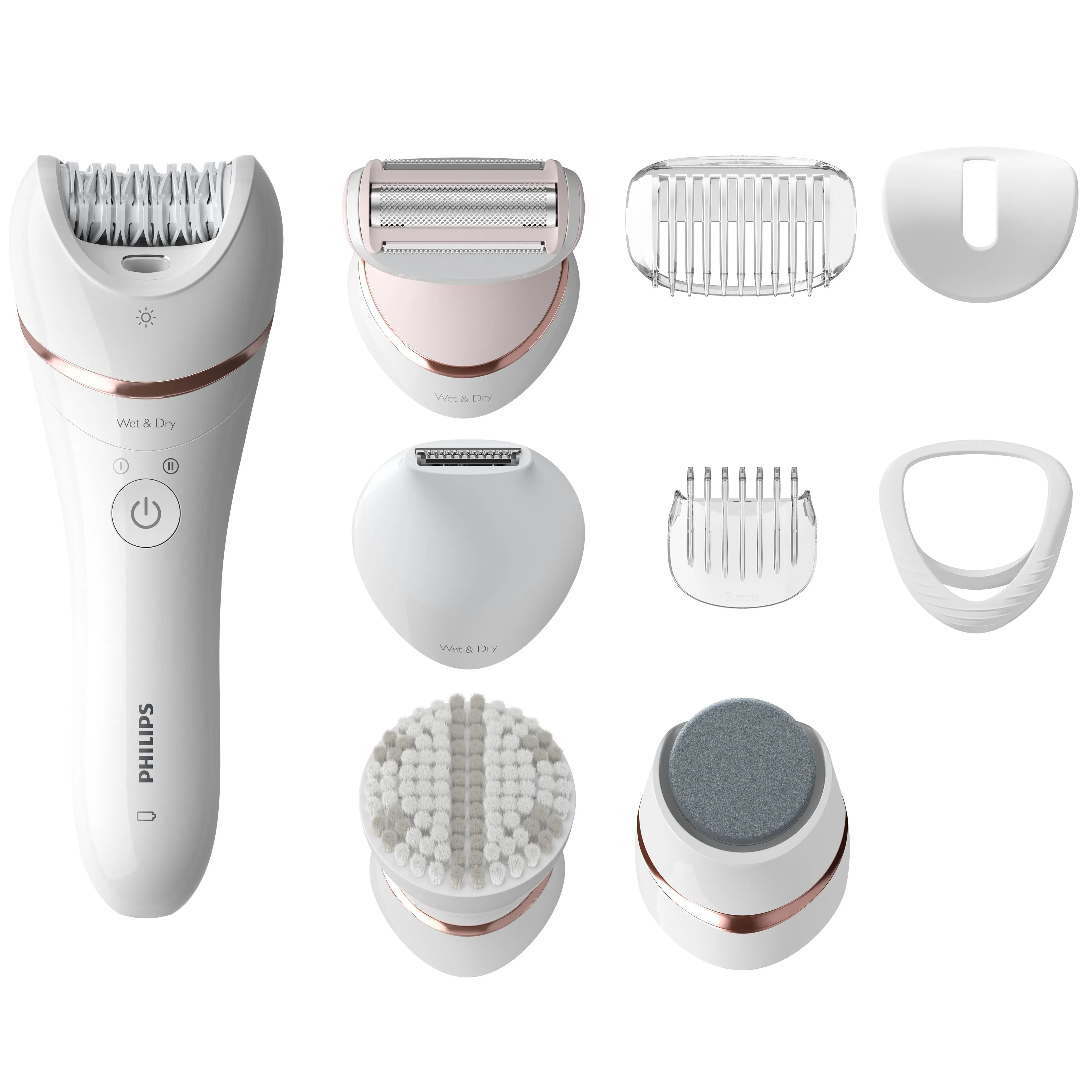 Philips Series 8000 BRE740/10 m&auml;rk&auml;- ja kuiva-ajoon -epilaattori, vaaleanpunainen, valkoinen