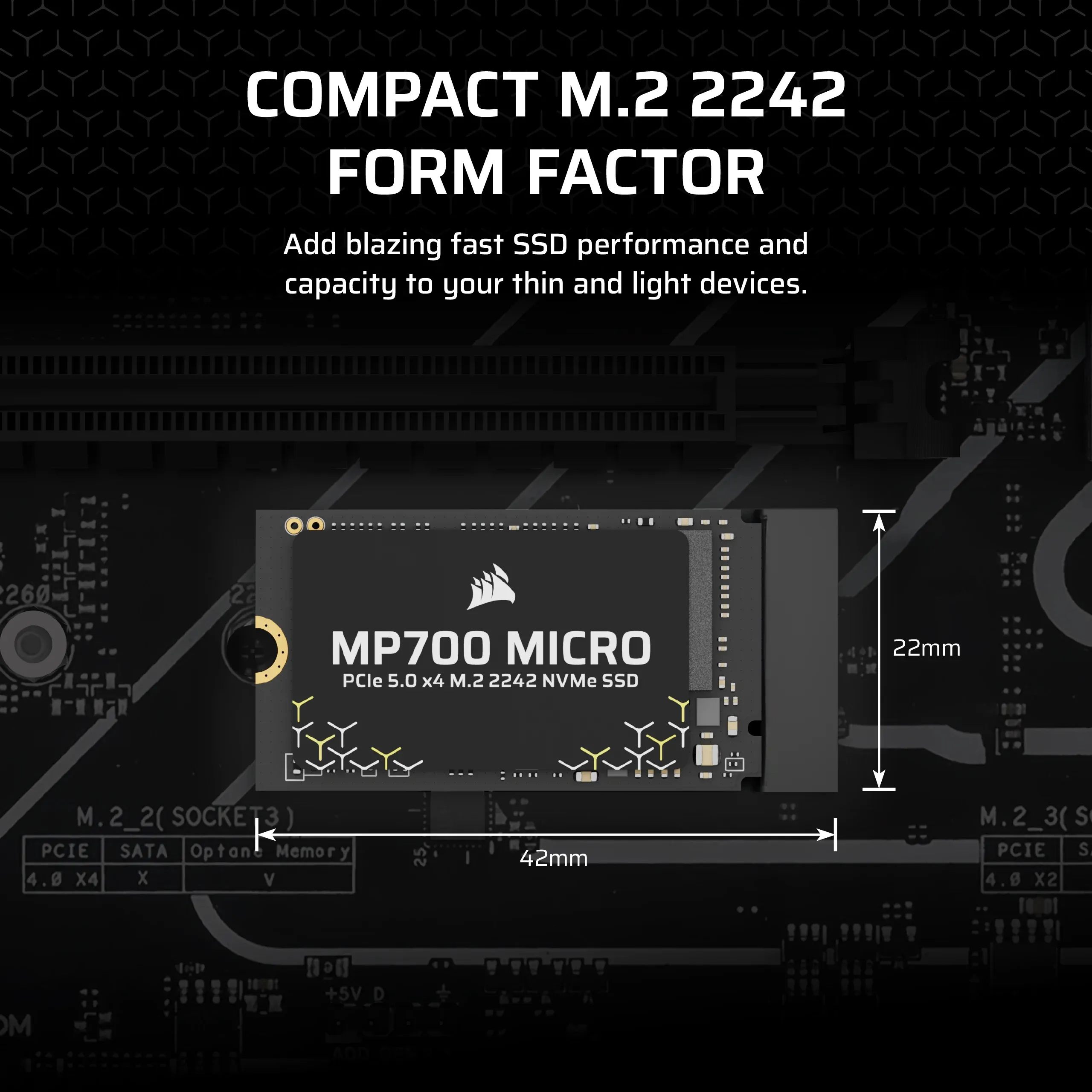Corsair MP700 MICRO 2TB M.2 2242 PCIe 5.0 x4 NVMe SSD