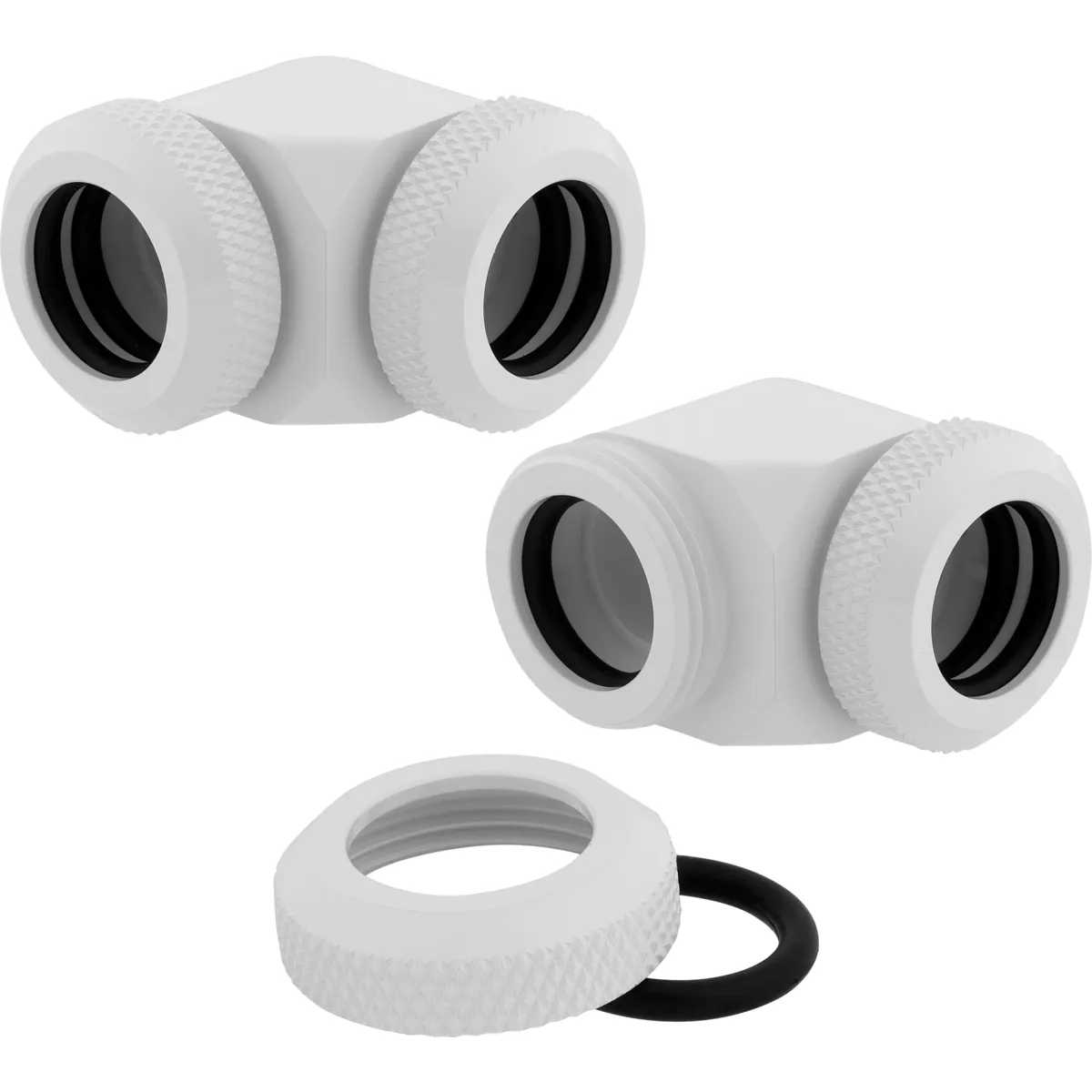 Corsair Fitting (hard tube),XF Hardline 2-pack (90&deg; Angled 12mm OD compression_ glossy white)