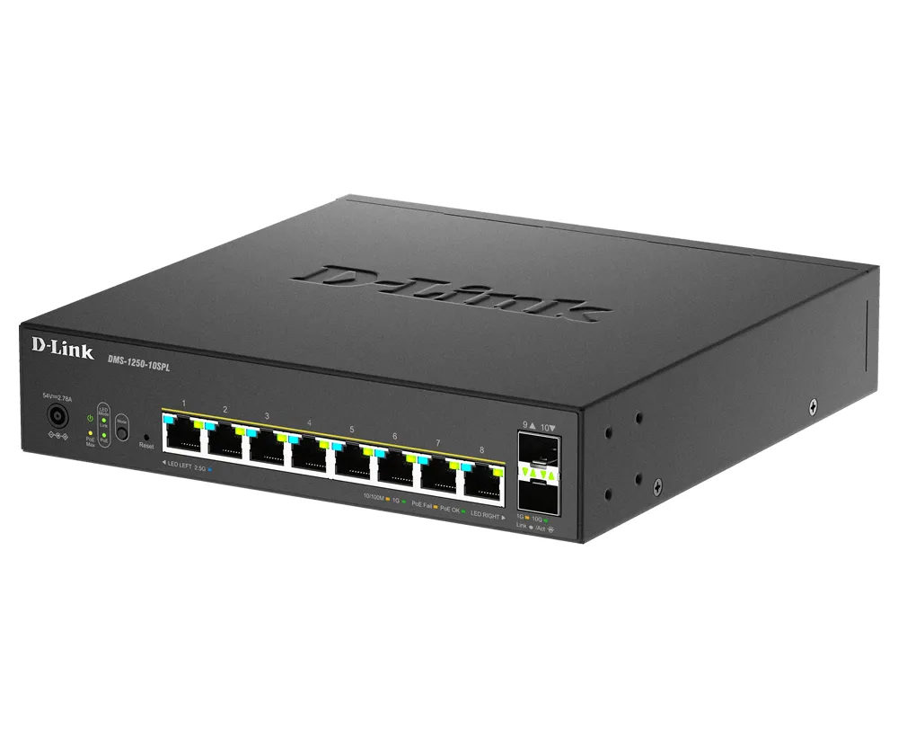 D-Link DMS-1250-10SPL/E - 8-portars smart managerad switch, svart