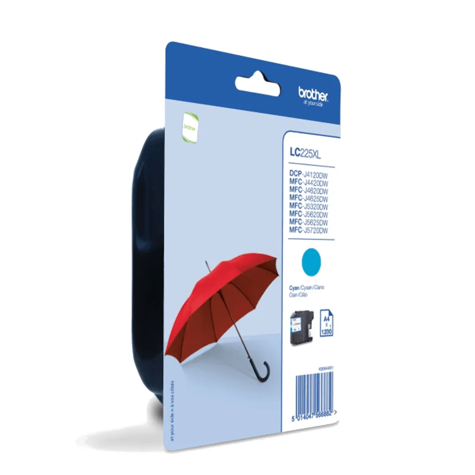 Brother LC225XLCBP XL ink cartridge, 11.8 ml, Cyan