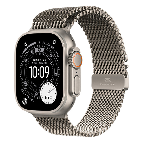 Apple Watch Ultra 3 49mm Natural Titanium Case with Natural Titanium Milanese Loop (Small)