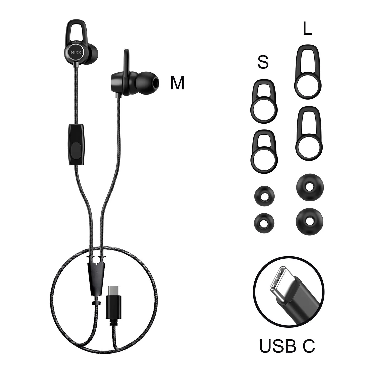 MIXX Headphone SoundPort USB-C In-Ear Wired Black
