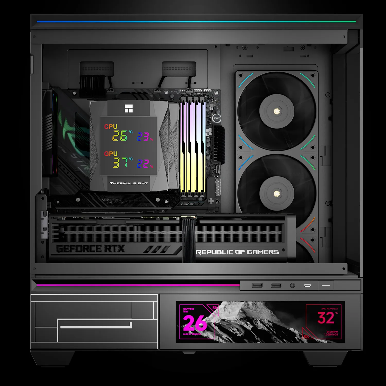 Thermalright Royal Knight 120 Digital, 2x120 mm ARGB CPU Cooler, Black