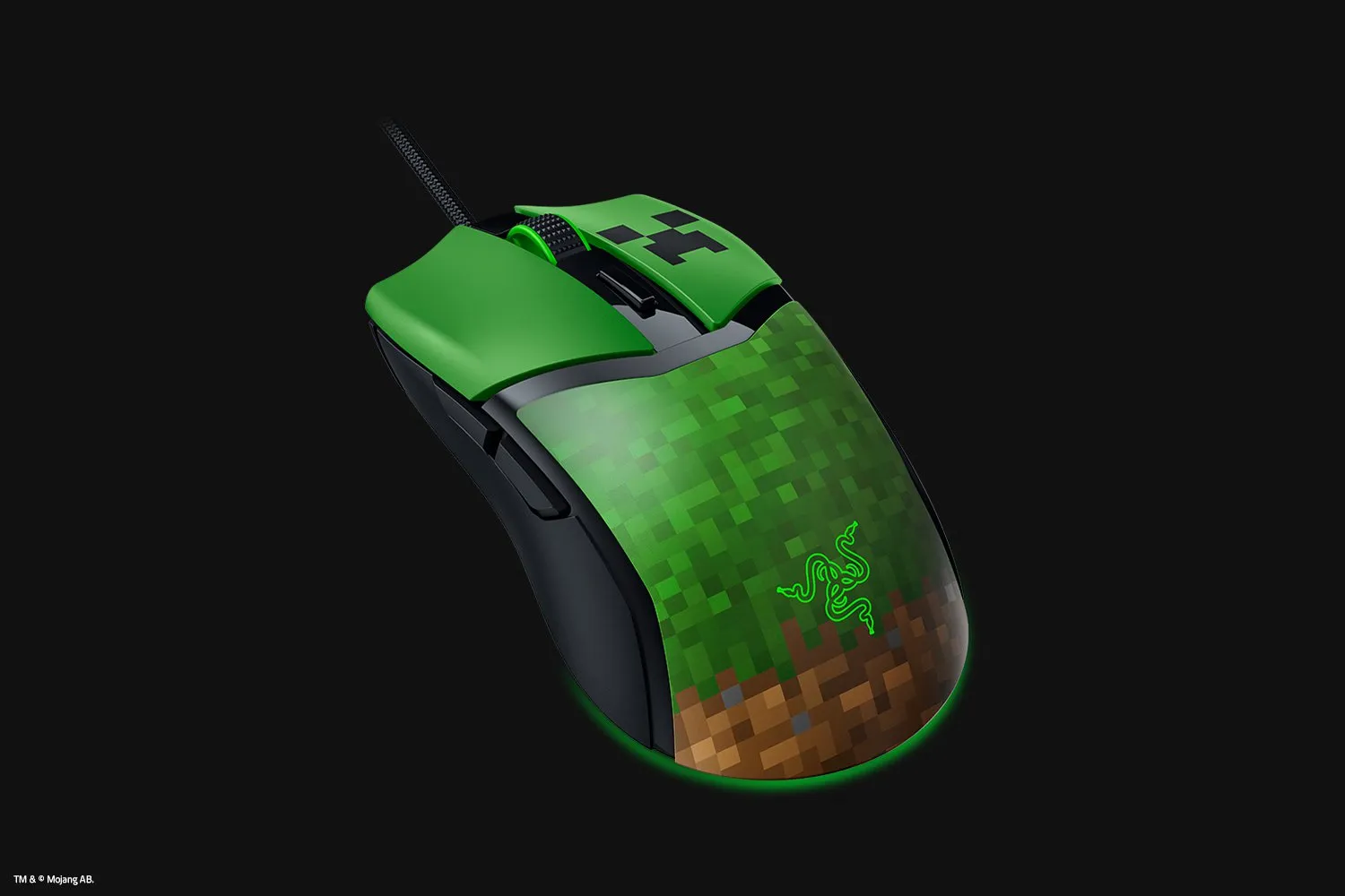 Razer Cobra Minecraft Edition Wired Gaming Mouse, Black, Green