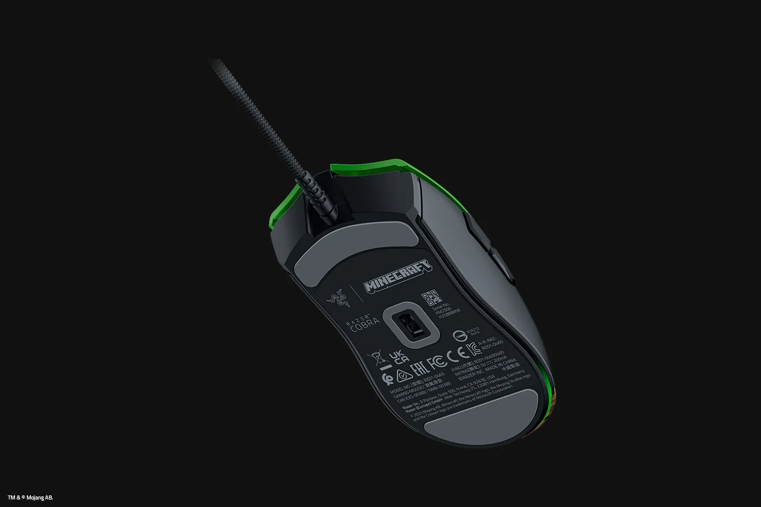 Razer Cobra Minecraft Edition Wired Gaming Mouse, Black, Green