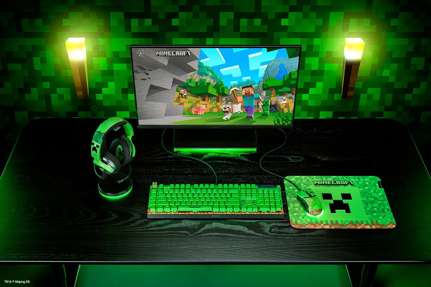 Razer Cobra Minecraft Edition Wired Gaming Mouse, Black, Green