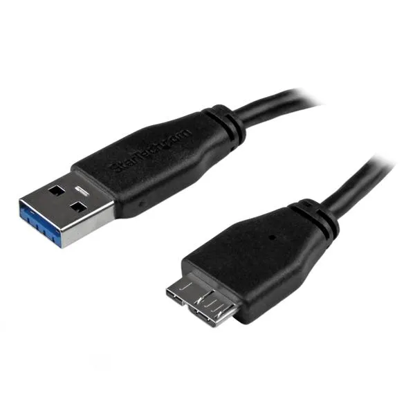 Startech  Slim USB-A - Micro-USB B - cable, 15 cm, Black