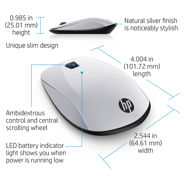 HP Z5000 Wireless - tr&aring;dl&ouml;s mus, Silver